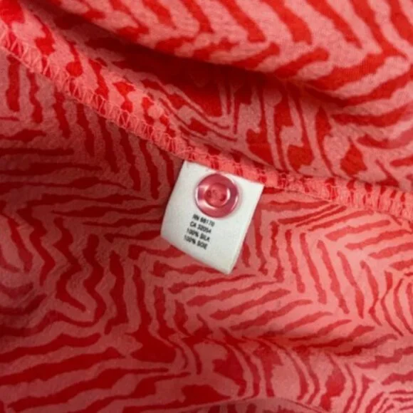 Anthropologie Maeve Women Top Button Front Silk Blouse Herringbone Orange Medium - Picture 2 of 7